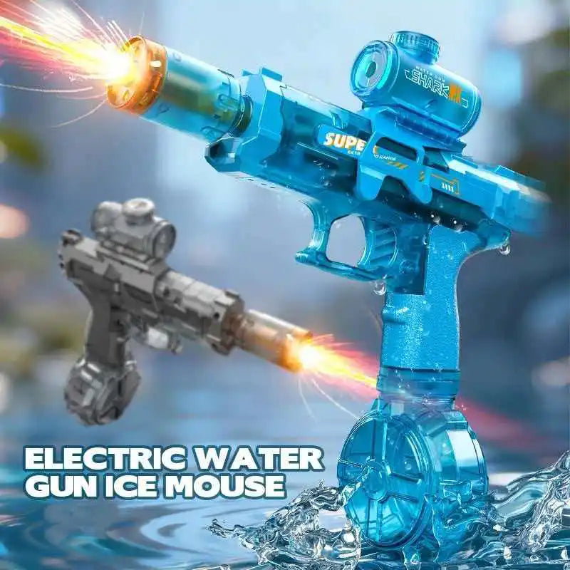 Electric with Light Sprays Flame Effect High-Speed Powerful Shooting Water Gun Toys Outdoor Beach Swimming Pool Shooting Game
