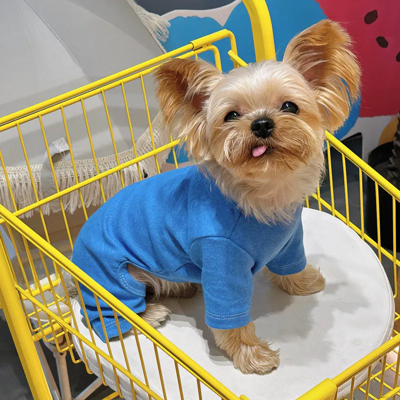 Pure-Cotton Dog Clothes 5 Colors Boy&Girl Dog Pajamas Onesies for Small Medium Dogs Puppy Kitten Jumpsuit Pijamas Chiwawa Yorkie