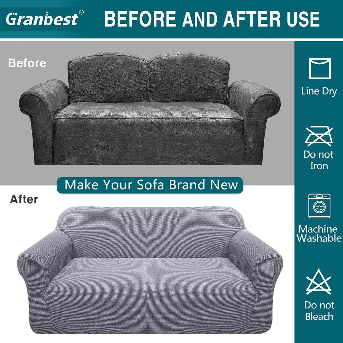 High Stretch Sofa Covers 3 Seater Super Soft Stylish Couch Covers for Dogs Pets Cats Jacquard Spandex Non Slip Sofa Slipcover for Living Room Furniture Protector (3 Seater, Light Gray)