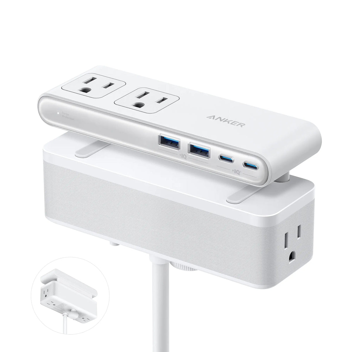 10 in 1 Clamp Power Strip with USB C Charging, Desk Mounted Extension Outlet with Surge Protection