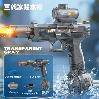 Ultimate Electric Water Gun - Automatic Continuous Firing Squirt Gun with Long Range, Lights & Fun for Outdoor Swimming Adventures!