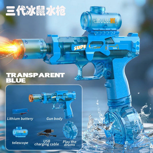 Ultimate Electric Water Gun - Automatic Continuous Firing Squirt Gun with Long Range, Lights & Fun for Outdoor Swimming Adventures!