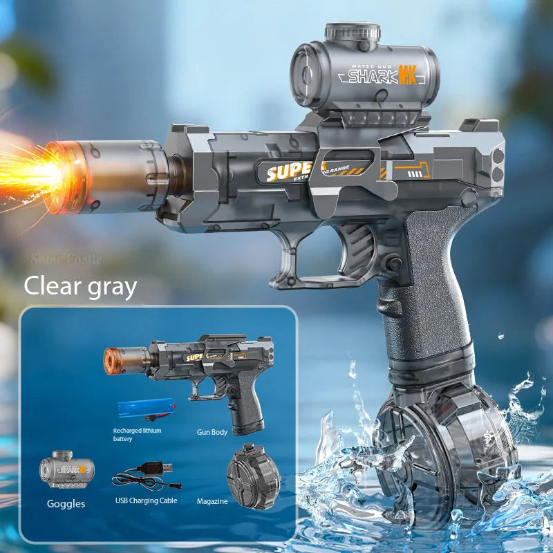 Electric with Light Sprays Flame Effect High-Speed Powerful Shooting Water Gun Toys Outdoor Beach Swimming Pool Shooting Game