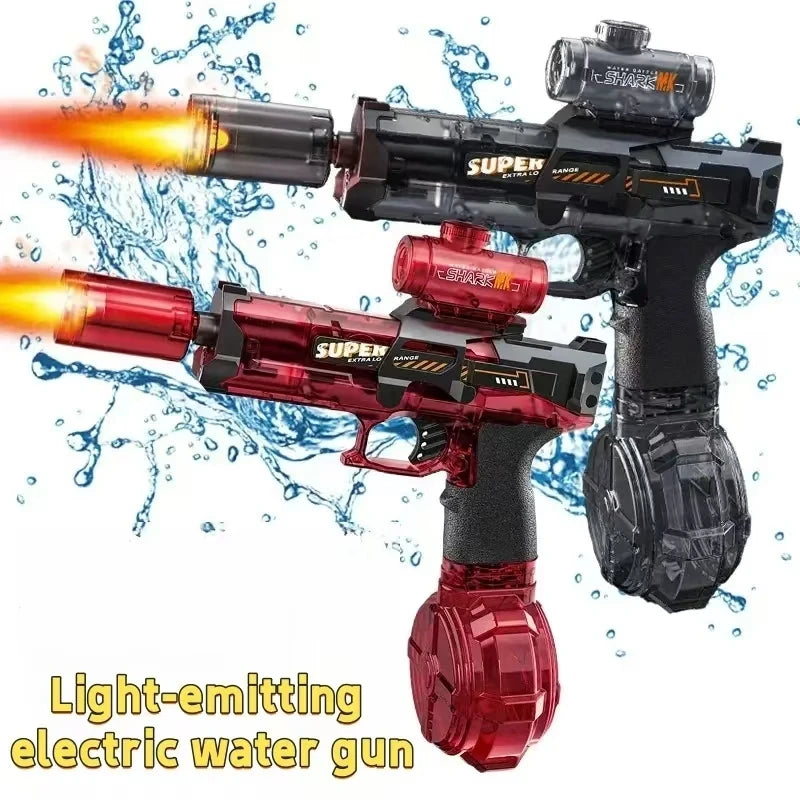 Electric with Light Sprays Flame Effect High-Speed Powerful Shooting Water Gun Toys Outdoor Beach Swimming Pool Shooting Game