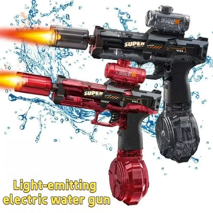 Electric with Light Sprays Flame Effect High-Speed Powerful Shooting Water Gun Toys Outdoor Beach Swimming Pool Shooting Game
